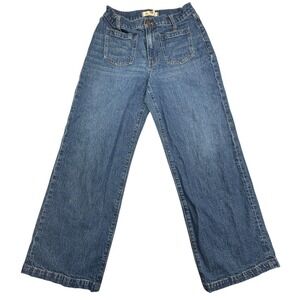 Madewell The Perfect Vintage Crop Jeans Womens 27P Blue Front Pockets Wide Leg